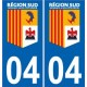 04 Alpes de Hautes Provence Région SUD logo sticker autocollant plaque immatriculation auto