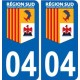 04 Alpes de Hautes Provence Région SUD logo sticker autocollant plaque immatriculation auto