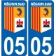 05 Hautes Alpes Région SUD logo sticker autocollant plaque immatriculation auto