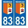 83 Var Région SUD logo sticker autocollant plaque immatriculation auto