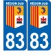 83 Var Région SUD logo sticker autocollant plaque immatriculation auto