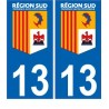 13 Bouches-du-Rhône Région SUD logo sticker autocollant plaque immatriculation auto