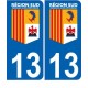 13 Bouches-du-Rhône Région SUD logo sticker autocollant plaque immatriculation auto