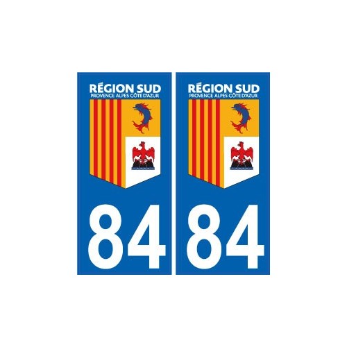 Autocollant 84 avec blason du département du Vaucluse pour plaque d'immatriculation
