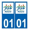 01 Plateau de Retord logo autocollant plaque immatriculation auto ville sticker