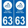 63 Auvergne ville sticker autocollant plaque immatriculation auto