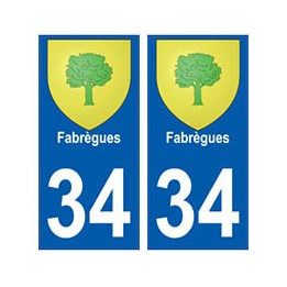 34 Fabrègues blason autocollant plaque immatriculation ville