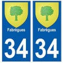 34 Fabrègues blason autocollant plaque immatriculation ville