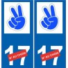2 doigts V motard autocollant plaque immatriculation auto ville sticker