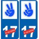 2 doigts V motard autocollant plaque immatriculation auto ville sticker