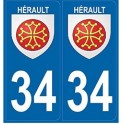 34 Hérault Occitan autocollant plaque immatriculation auto logo 2 sticker
