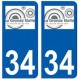 34 La Grande-Motte logo autocollant plaque immatriculation ville