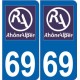 69 Rhône Alpes autocollant plaque nouveau logo sticker auto voiture département immatriculation