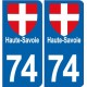 74 Haute-Savoie autocollant plaque