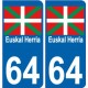 64 Euskal Herria autocollant plaque