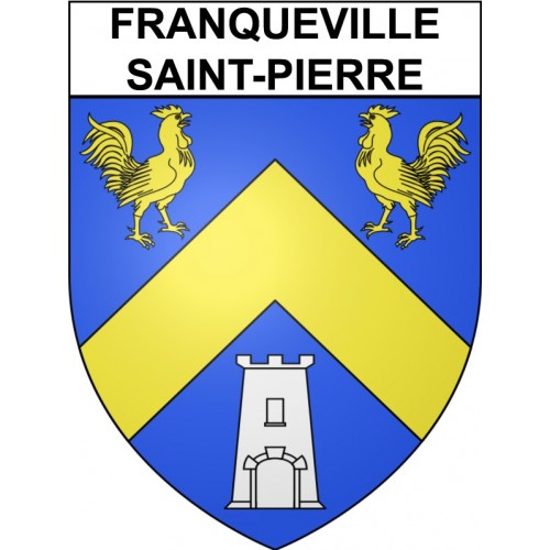 Pegatinas escudo de armas de Franqueville-Saint-Pierre adhesivo de la etiqueta engomada