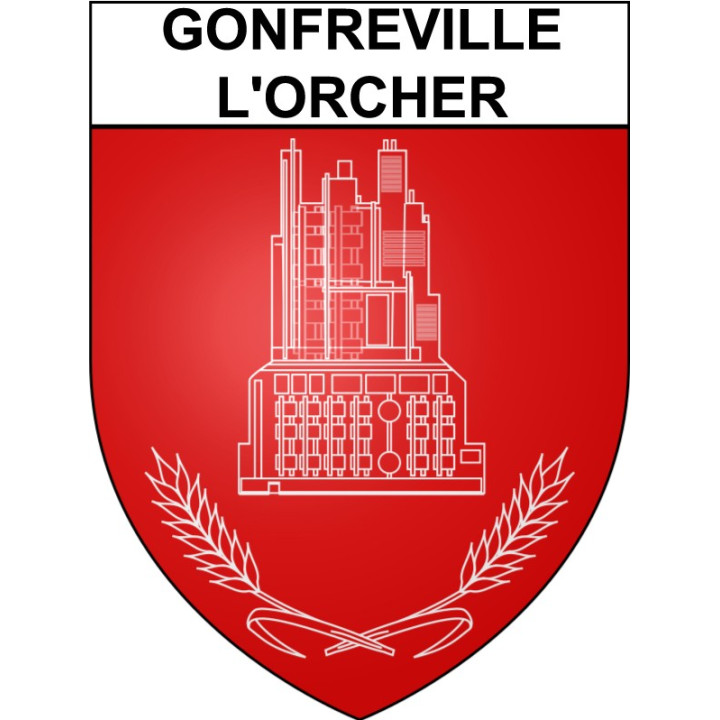 Pegatinas escudo de armas de Gonfreville-l'Orcher adhesivo de la etiqueta engomada