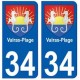 34 Valras-Plage blason autocollant plaque immatriculation ville