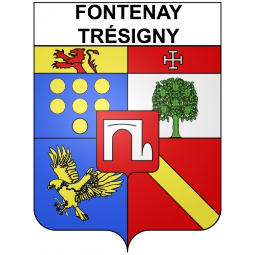 Pegatinas escudo de armas de Fontenay-Trésigny adhesivo de la etiqueta engomada