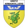 Pegatinas escudo de armas de Gretz-Armainvilliers adhesivo de la etiqueta engomada