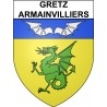 Pegatinas escudo de armas de Gretz-Armainvilliers adhesivo de la etiqueta engomada