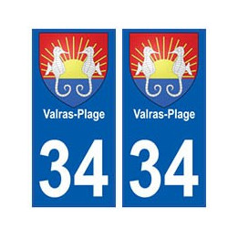 34 Valras-Plage blason autocollant plaque immatriculation ville