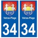 34 Valras-Plage blason autocollant plaque immatriculation ville