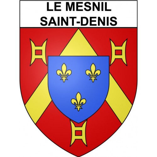Pegatinas escudo de armas de Le Mesnil-Saint-Denis adhesivo de la etiqueta engomada