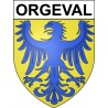 Pegatinas escudo de armas de Orgeval adhesivo de la etiqueta engomada