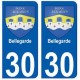 30 Bellegarde blason ville autocollant plaque stickers