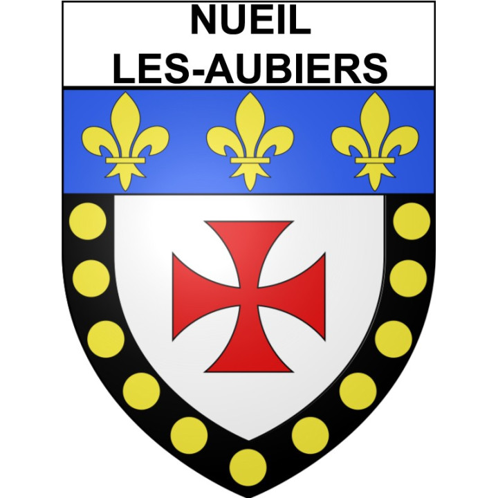 Pegatinas escudo de armas de Nueil-les-Aubiers adhesivo de la etiqueta engomada