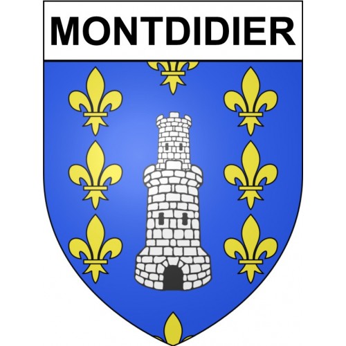 Pegatinas escudo de armas de Montdidier adhesivo de la etiqueta engomada