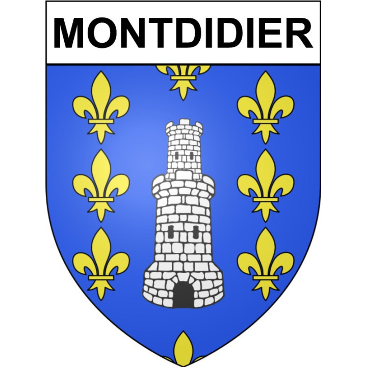 Pegatinas escudo de armas de Montdidier adhesivo de la etiqueta engomada