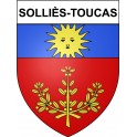 Pegatinas escudo de armas de Solliès-Toucas adhesivo de la etiqueta engomada