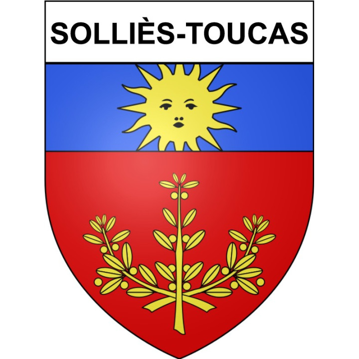 Pegatinas escudo de armas de Solliès-Toucas adhesivo de la etiqueta engomada