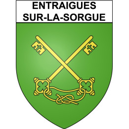 Pegatinas escudo de armas de Entraigues-sur-la-Sorgue adhesivo de la etiqueta engomada