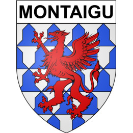 Pegatinas escudo de armas de Montaigu adhesivo de la etiqueta engomada