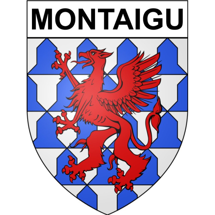 Pegatinas escudo de armas de Montaigu adhesivo de la etiqueta engomada