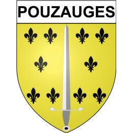 Pegatinas escudo de armas de Pouzauges adhesivo de la etiqueta engomada