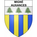 Pegatinas escudo de armas de Migné-Auxances adhesivo de la etiqueta engomada
