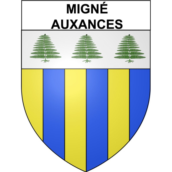 Pegatinas escudo de armas de Migné-Auxances adhesivo de la etiqueta engomada