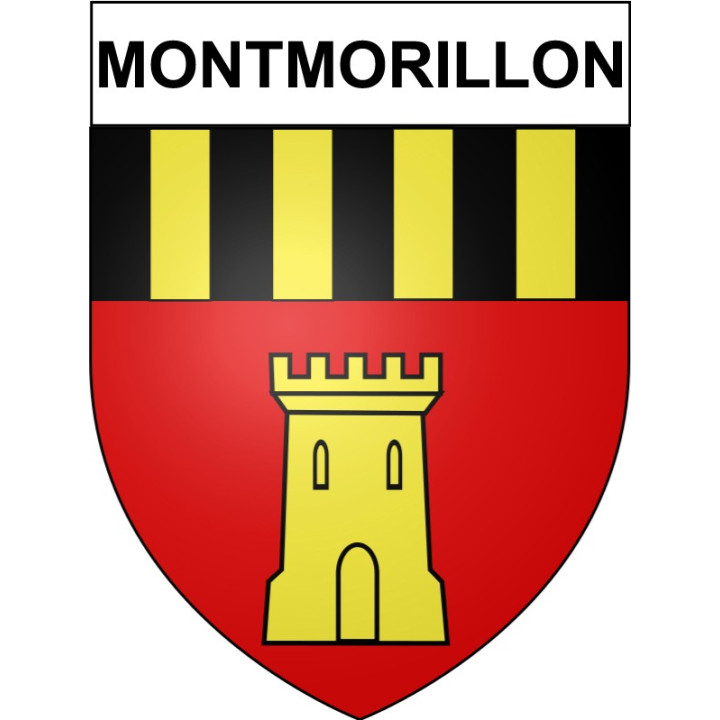 Pegatinas escudo de armas de Montmorillon adhesivo de la etiqueta engomada