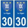 30 Le Vigan blason ville autocollant plaque stickers