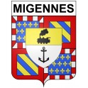 Pegatinas escudo de armas de Migennes adhesivo de la etiqueta engomada