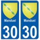 30 Manduel  blason ville autocollant plaque stickers