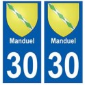 30 Manduel  blason ville autocollant plaque stickers