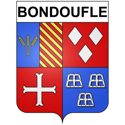 Pegatinas escudo de armas de Bondoufle adhesivo de la etiqueta engomada