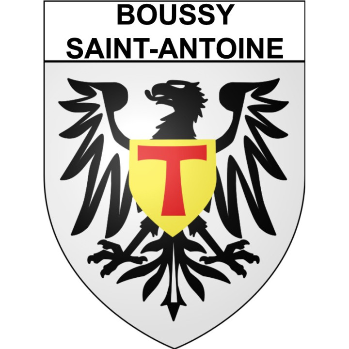 Pegatinas escudo de armas de Boussy-Saint-Antoine adhesivo de la etiqueta engomada