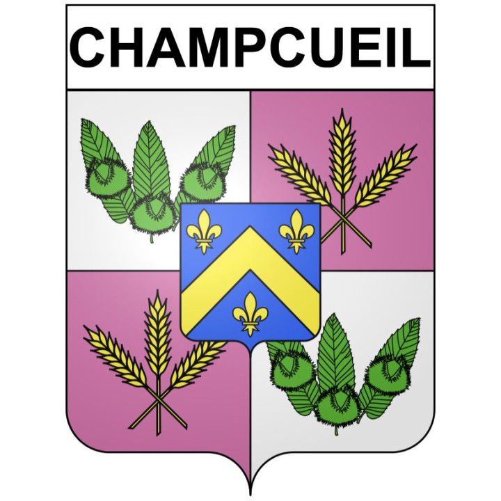 Pegatinas escudo de armas de Champcueil adhesivo de la etiqueta engomada