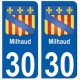 30 Milhaud blason ville autocollant plaque stickers